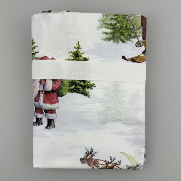 Pottery Barn Pillowcases Set of 2 Nostalgic Santa STANDARD 100% Cotton Reindeer - Picture 4 of 5